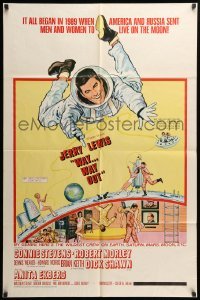 2b948 WAY WAY OUT 1sh '66 art of astronaut Jerry Lewis sent to live on the moon in 1989!