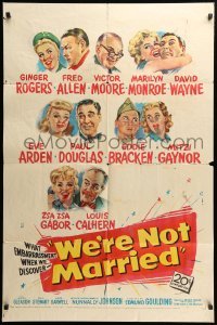 2b956 WE'RE NOT MARRIED 1sh '52 artwork young Marilyn Monroe, Ginger Rogers & nine others!