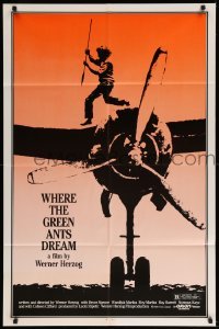 2b967 WHERE THE GREEN ANTS DREAM 1sh '84 Werner Herzog, cool image of Aborigine on plane!