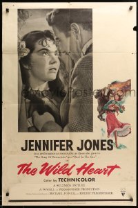 2b973 WILD HEART style A 1sh '52 Jennifer Jones' fox has Gone to Earth, Powell & Pressburger!