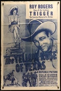 2b988 YELLOW ROSE OF TEXAS 1sh R54 great artwork of Roy Rogers & pretty Dale Evans!