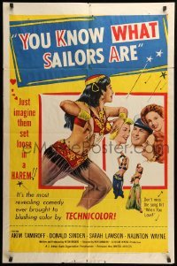 2b992 YOU KNOW WHAT SAILORS ARE 1sh '54 sexy English harem girls, Akim Tamiroff!