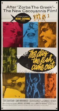 2c096 DAY THE FISH CAME OUT int'l 3sh '67 Michael Cacoyannis, Tom Courtenay & Candice Bergen!