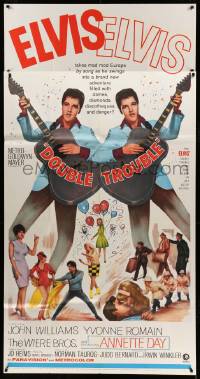 2c097 DOUBLE TROUBLE 3sh '67 cool mirror image of rockin' Elvis Presley playing guitar!