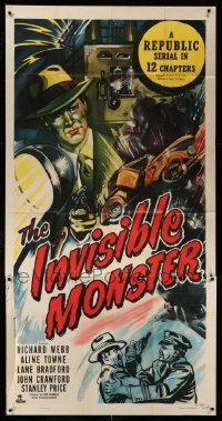 2c117 INVISIBLE MONSTER 3sh '50 Republic serial, madman master crook murders for millions, rare!