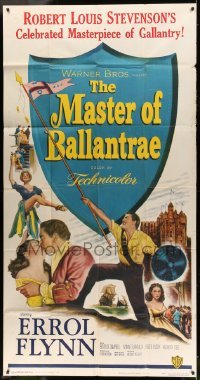 2c131 MASTER OF BALLANTRAE 3sh '53 Errol Flynn, Scotland, from Robert Louis Stevenson story!