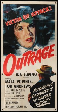 2c136 OUTRAGE 3sh '50 directed by Ida Lupino, Mala Powers, somebody's daughter is in danger!
