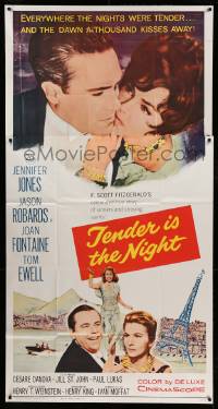 2c158 TENDER IS THE NIGHT 3sh '61 romantic close up of Jennifer Jones & Jason Robards Jr.!