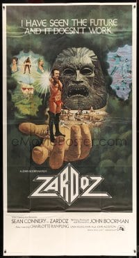 2c171 ZARDOZ int'l 3sh '74 fantasy art of Sean Connery, who has seen the future and it doesn't work!