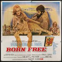 2c007 BORN FREE 6sh '66 great image of Virginia McKenna & Bill Travers with Elsa the lioness!