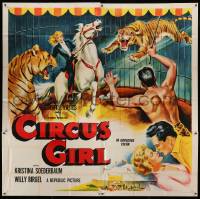2c011 CIRCUS GIRL 6sh '56 art of Kristina Soederbaum on horse in cage with circus tigers!