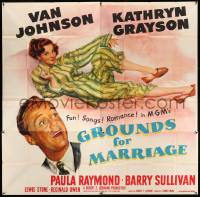 2c029 GROUNDS FOR MARRIAGE 6sh '51 cool art of Van Johnson & pretty opera singer Kathryn Grayson!