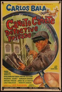 2c209 CANUTO CANETE DETECTIVE PRIVADO Argentinean '65 art of detective in huge magnifying glass!