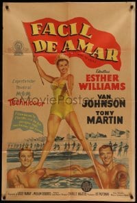2c237 EASY TO LOVE Argentinean '53 art of sexy Esther Williams, Van Johnson & Tony Martin!