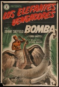 2c238 ELEPHANT STAMPEDE Argentinean '51 great art of Johnny Sheffield as Bomba the Jungle Boy!