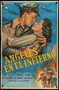 2c249 FLIGHT NURSE Argentinean '53 romantic art of Joan Leslie & Forrest Tucker + military planes!