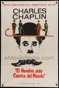 2c255 FUNNIEST MAN IN THE WORLD Argentinean '67 cool c/u art of Charlie Chaplin w/4 small images!