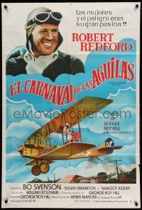2c263 GREAT WALDO PEPPER Argentinean '75 smiling pilot Robert Redford, different airplane art!
