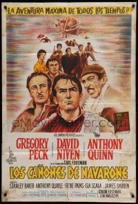 2c268 GUNS OF NAVARONE Argentinean '61 art of Gregory Peck, David Niven & Anthony Quinn!