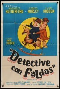 2c300 MURDER AT THE GALLOP Argentinean '63 art of detective Margaret Rutherford on rocking horse!