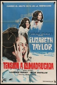 2c303 NIGHT WATCH Argentinean '73 Laurence Harvey, Billie Whitelaw, art of scared Elizabeth Taylor!