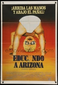 2c317 RAISING ARIZONA Argentinean '87 Coen Brothers, wacky different art of baby with sunglasses!