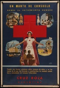 2c318 RED CROSS Argentinean '50s Mendez Mujica art of Red Cross nurse & charity projects!