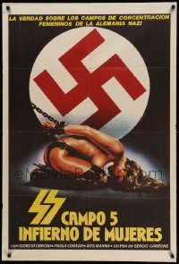 2c336 SS CAMP 5: WOMEN'S HELL Argentinean '77 outrageous art of near-naked bound girl & swastika!