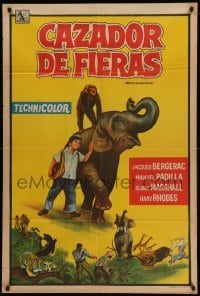 2c341 TAFFY & THE JUNGLE HUNTER Argentinean '65 great art of boy with baby elephant & chimp!