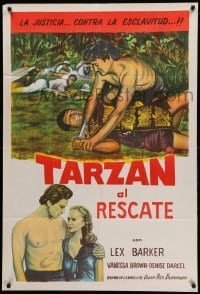 2c344 TARZAN & THE SLAVE GIRL Argentinean R1960 different art of Lex Barker pinning man to ground!