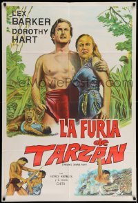 2c351 TARZAN'S SAVAGE FURY Argentinean '52 art of Lex Barker & Dorothy Hart, Edgar Rice Burroughs