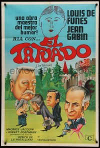2c352 TATTOOED ONE Argentinean '68 great cartoon art of Jean Gabin & Louis de Funes!