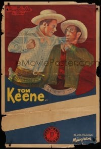 2c365 TOM KEENE Argentinean '40s cool art of the cowboy hero punching a bad guy!