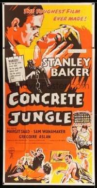 2c093 CRIMINAL Canadian 3sh '60 Joseph Losey, art of crook Stanley Baker, Concrete Jungle!