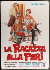 2c690 BEST Italian 1p '76 great artwork of sexy half-naked Gloria Guida seducing man without pants!
