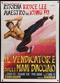 2c706 BRUCE LEE & I Italian 1p '73 Ciriello art of Bruce Lee lookalike doing a flying kick!