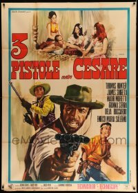 2c736 DEATH WALKS IN LAREDO Italian 1p '67 Hunter, Shigeta, cool Casaro spaghetti western art!