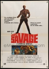2c742 DOC SAVAGE Italian 1p '75 Ron Ely is The Man of Bronze, written by George Pal!