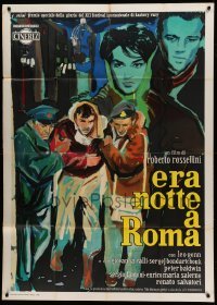 2c754 ESCAPE BY NIGHT Italian 1p '60 Roberto Rossellini, art of top stars by Ercole Brini!