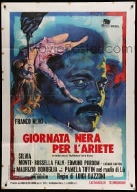 2c758 FIFTH CORD Italian 1p '71 art of Franco Nero by bloody knife & female murder victim!