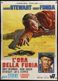2c760 FIRECREEK Italian 1p '68 different Casaro art of James Stewart reaching for gun, Henry Fonda!