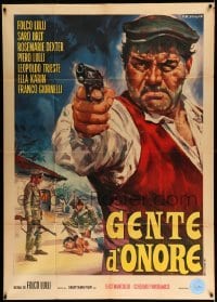 2c775 GENTE D'ONORE Italian 1p '67 Honorable People, Stefano art of Folco Lulli pointing gun!
