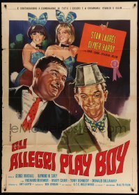 2c780 GLI ALLEGRI PLAY BOY Italian 1p '72 great Piovano art of Laurel & Hardy w/ sexy bunny girls!