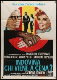 2c793 GUESS WHO'S COMING TO DINNER Italian 1p '67 Mascii art of Poitier, Tracy, Hepburn & Houghton