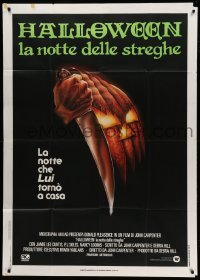 2c794 HALLOWEEN Italian 1p '79 John Carpenter classic, great Bob Gleason jack-o-lantern art!