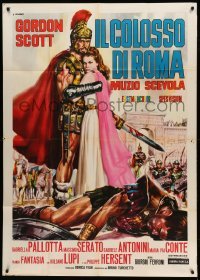 2c801 HERO OF ROME Italian 1p '64 Casaro art of Roman Gordon Scott & Pallotta on battlefield!
