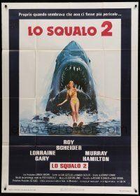 2c819 JAWS 2 Italian 1p '78 great art of the killer great white shark attacking sexy swimmer!