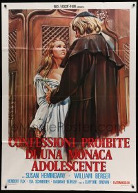 2c845 LOVE LETTERS OF A PORTUGUESE NUN Italian 1p '77 Jess Franco, art of priest undressing woman!