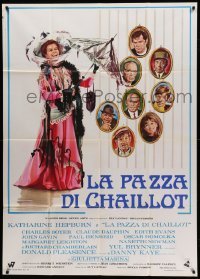 2c848 MADWOMAN OF CHAILLOT Italian 1p '69 different art of Katharine Hepburn & cast portraits!