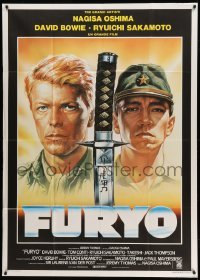 2c853 MERRY CHRISTMAS MR. LAWRENCE Italian 1p '83 cool different art of David Bowie & katana!